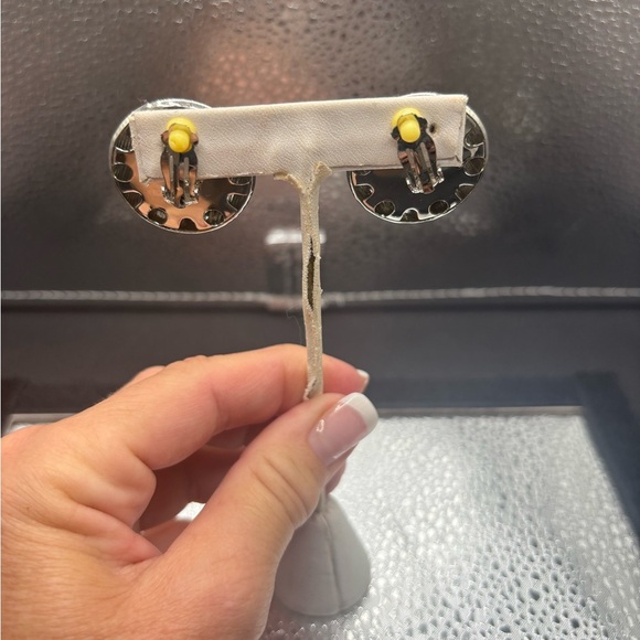 Elegant Silver Dome Earrings Clip On . - Picture 3 of 3